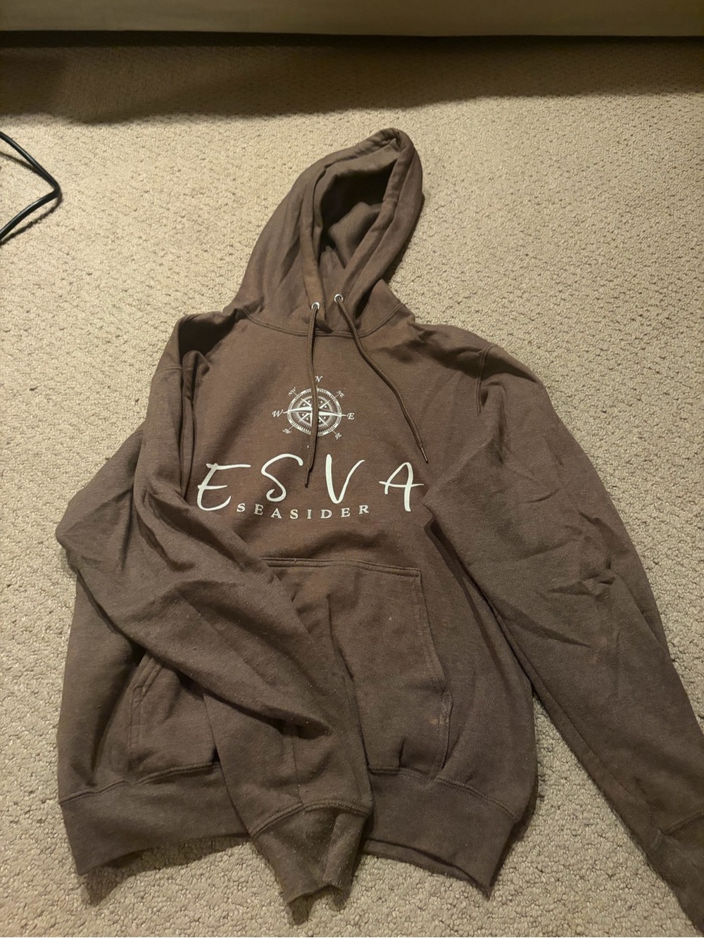 Brown Hooded Sweatshirt ESVA Seaside - Women’s Pullover Hoodie